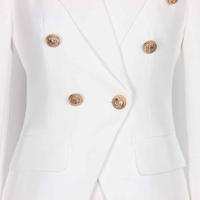 Women 2 Pieces White Blazer + Mid-High Rise Mini Skirt Suit Busines Suit