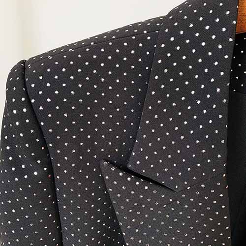 Women Black Bling Bling Bra+ Blazer + Flare Trousers 3 Pieces Suit