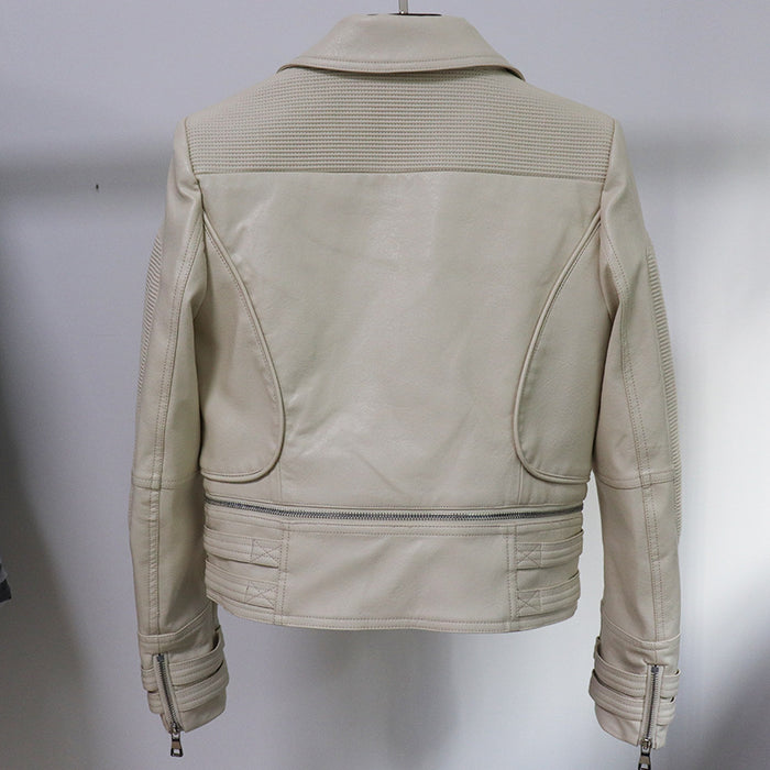 Women Black Leather Jacket Moto Biker Blazer Coats