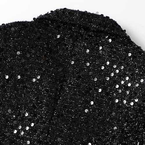 Women Bling Bling Sequined Black Long Blazer