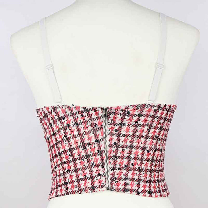 Women Bustier Crop Tops Floral Push Up Corset Bra Tank Top