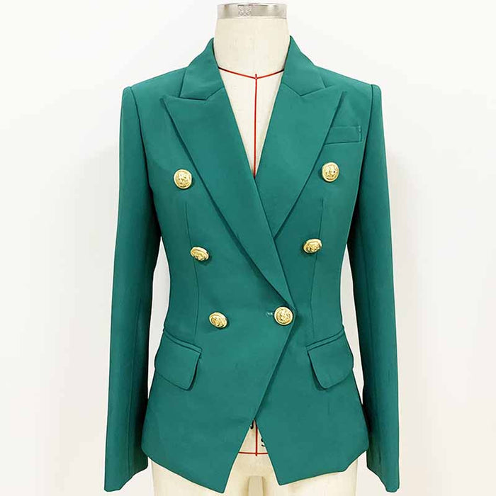 Women Coats Teal Jacket Long Sleeves Blazer Breasted Coat