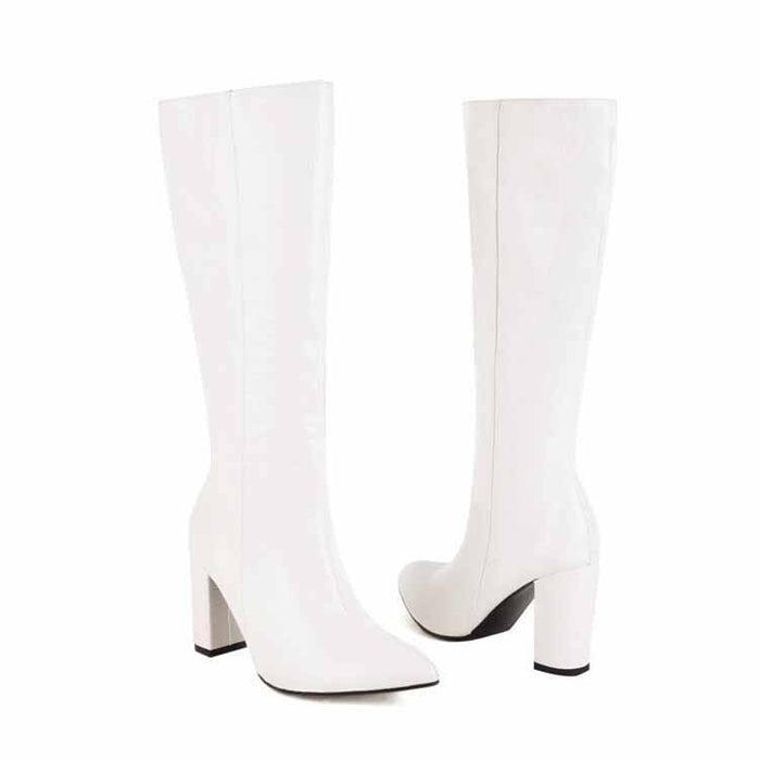Women Colorful Boots Over The Knee Block Heel Zipper Boots