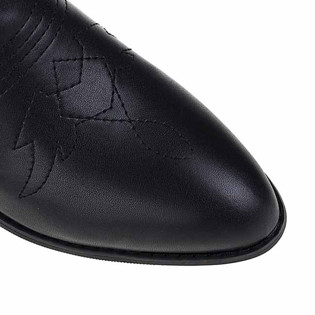 Women Cowboy Boots Black Studded Western Boots