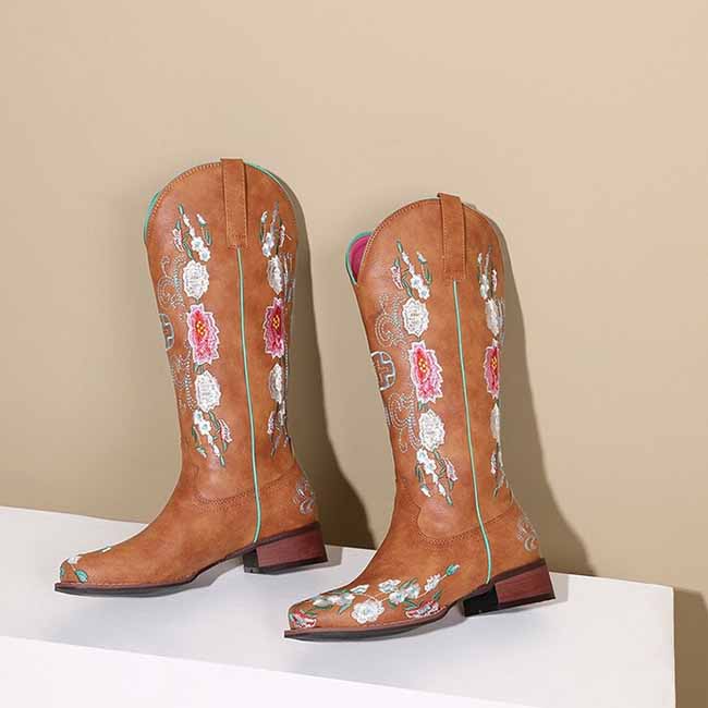Women Floral Fantasy Cowgirl Fashion Boots Country Western Boot