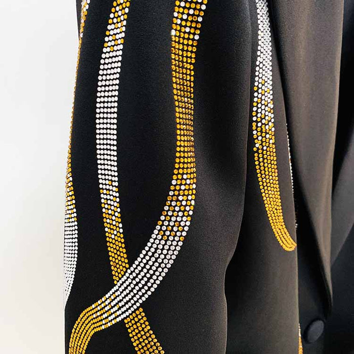 Women Formal Pantsuits With Belt hot drilling Flare Bottoms Two Pieces Pants Set