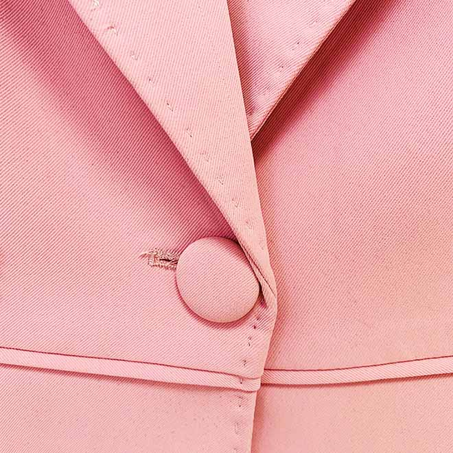 Women Hot Pink Light Pink Pantsuit Lace High Waist Fitted Blazer + Flare Trousers Pants Suit / Wedding Suit
