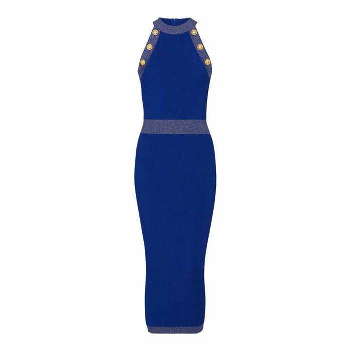 Women Knitted Knee Length Dress Ladies Sleeveless Body-con Dress