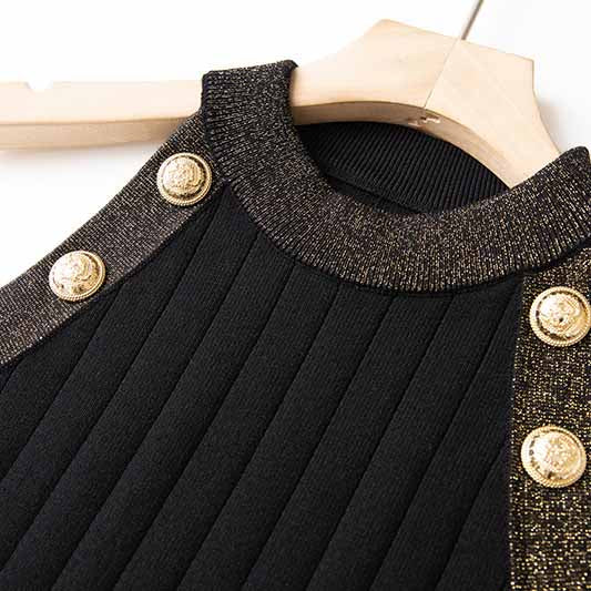 Women Knitted Knee Length Dress Ladies Sleeveless Body-con Dress