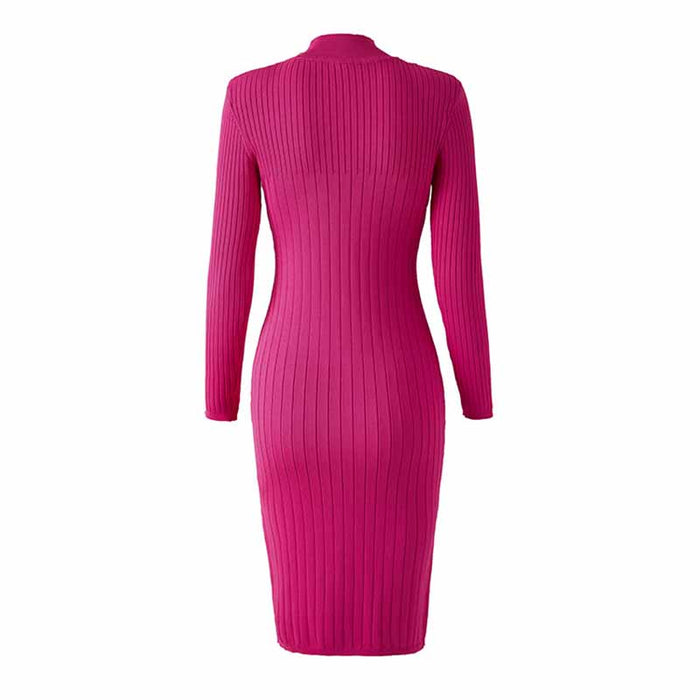 Women Knitted Mini Dress Ladies Long Sleeve Mini Knitted dress