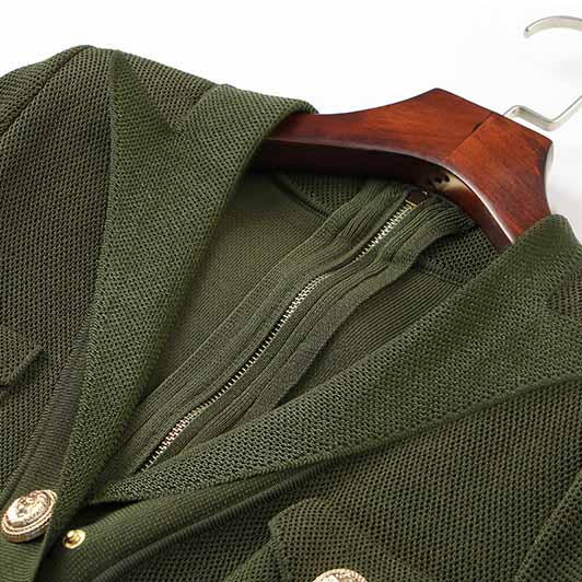 Women Knitted Minidress Army Green Deep V Neck Cocktail Dress