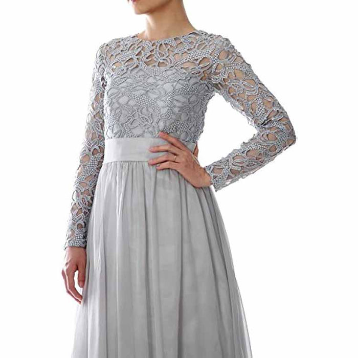 Women Lace Bridesmaid Dress Formal Party Evening Gown Long Sleeve Mother of Bride Dress