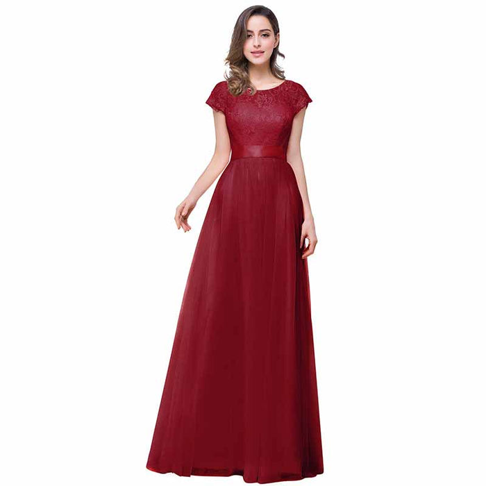 Women Lace Bridesmaid Dress Sleeveless Maxi Evening Prom Dresses