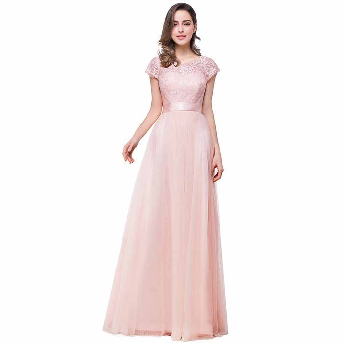 Women Lace Bridesmaid Dress Sleeveless Maxi Evening Prom Dresses