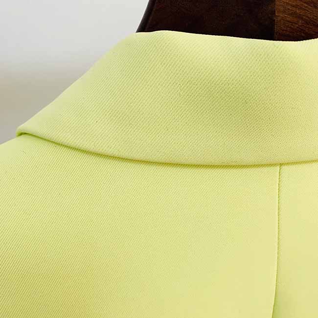 Women Light Yellow Blazer + Flare Trousers Suit Two Piece Pantsuits