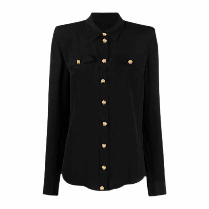 Women Long Sleeve Soft Shirt Casual Satin Blouse Loose Shirt