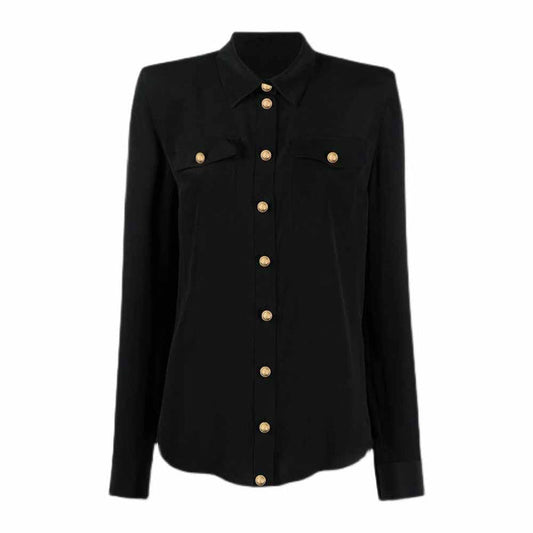 Women Long Sleeve Soft Shirt Casual Satin Blouse Loose Shirt