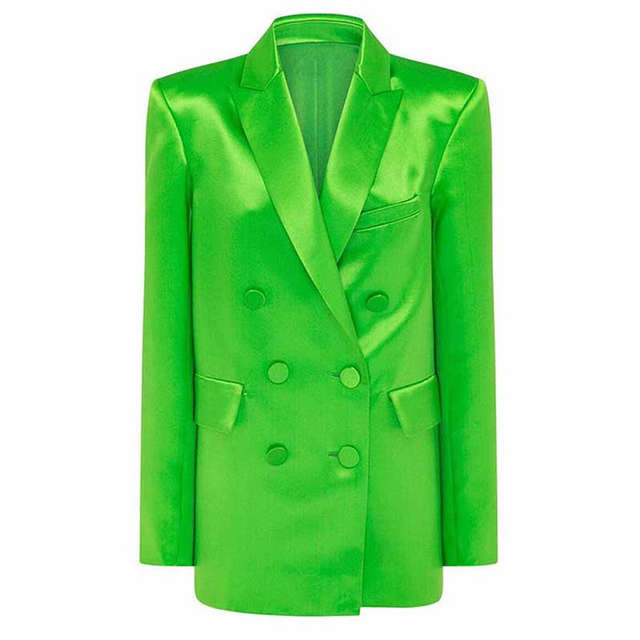 Women Loose fit Purple/Green Blazer + Mini Skirt Suit