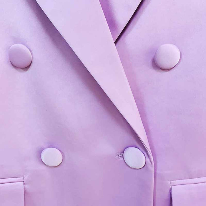 Women Loose fit Purple/Green Blazer + Mini Skirt Suit