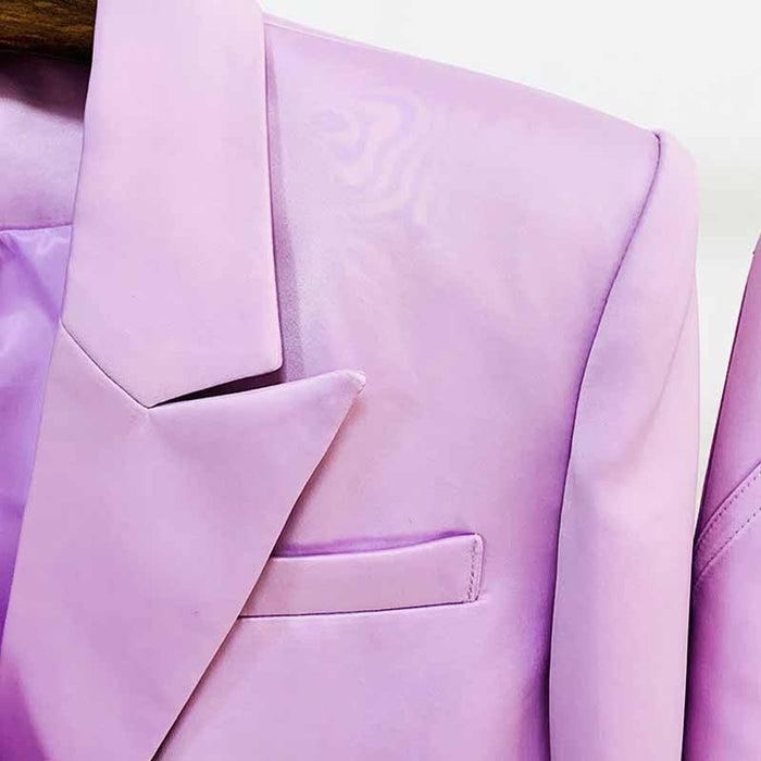Women Loose fit Purple/Green Blazer + Mini Skirt Suit