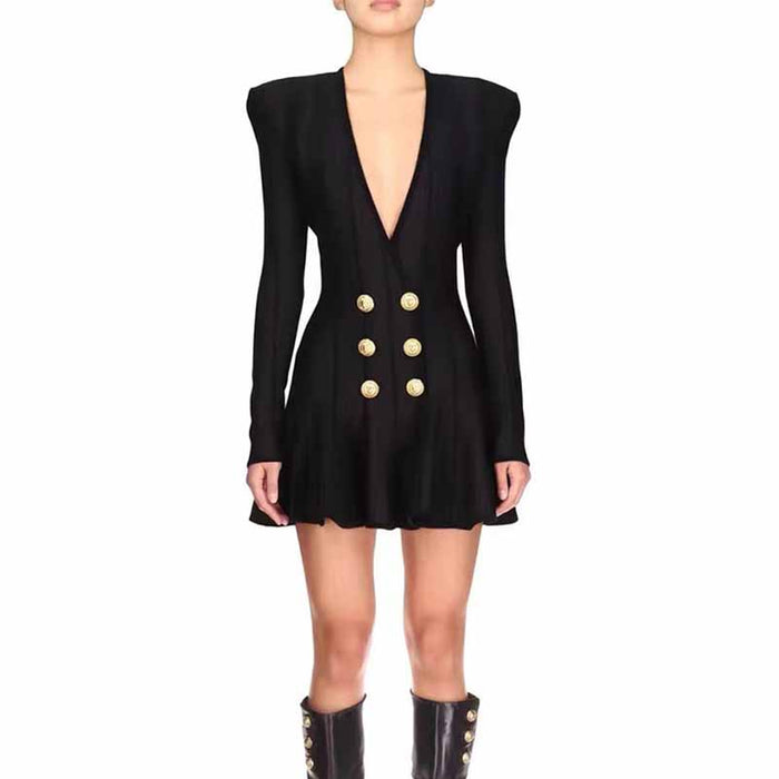 Women mini bodycon dress with sleeves v neck wrap knitted dress