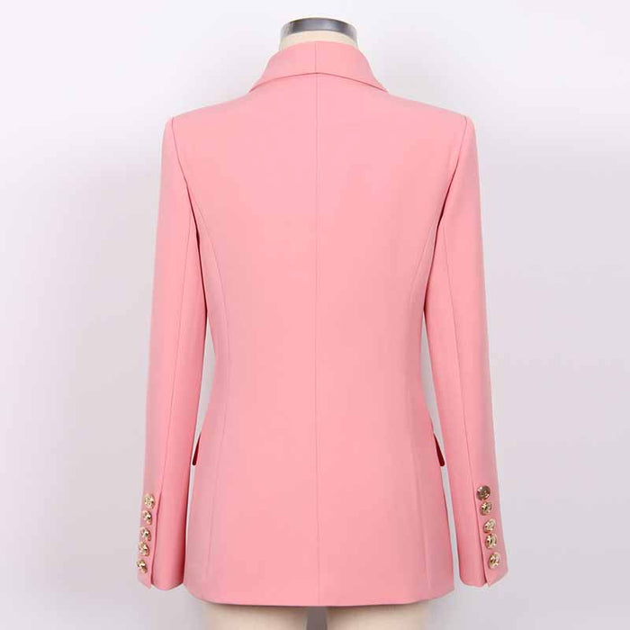 Women Pink Double-Breasted Tailored Blazer