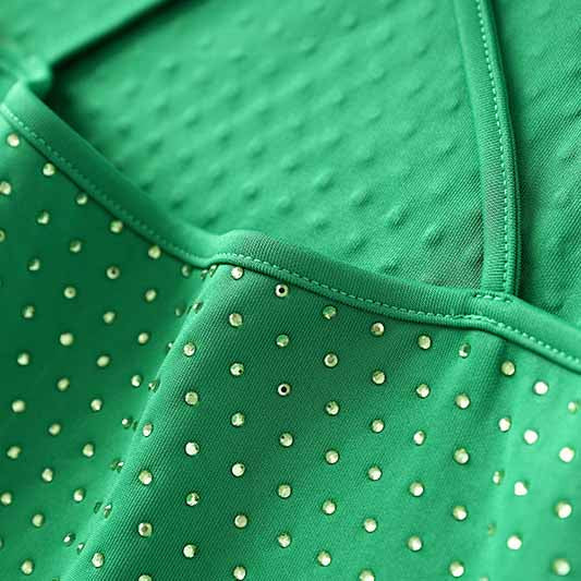 Women Pink Ostrichfeather Trimmed Mini Green Dress