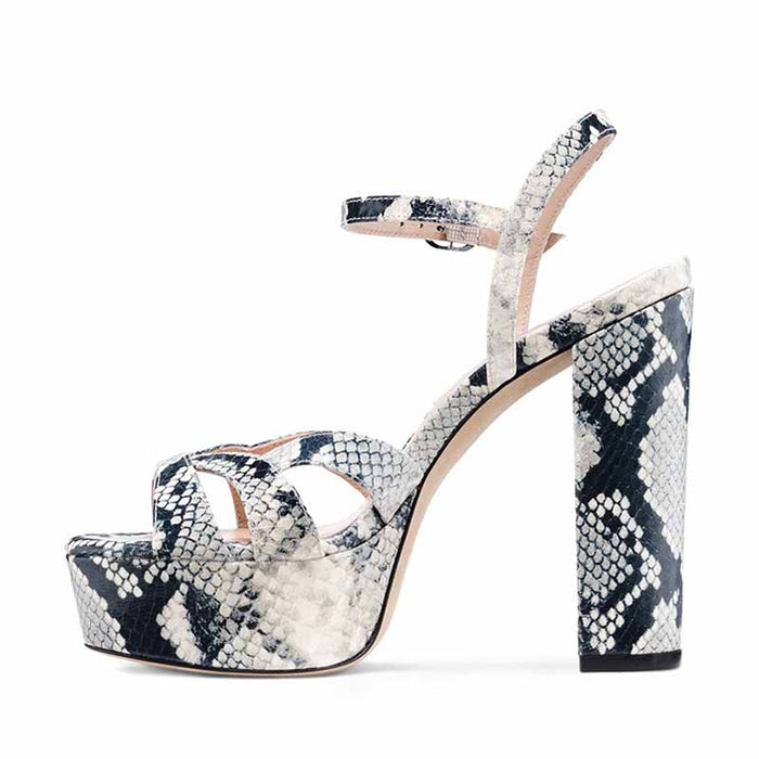 Women Platform Sandals Peep Toe Ankle Strap Heeled Shoes