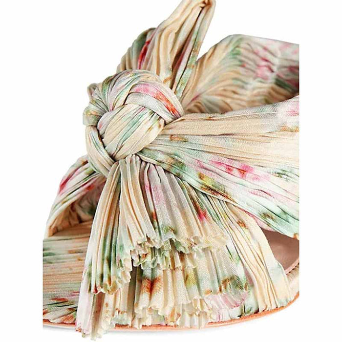 Women Pleated Knot Heeled Sandal with Ankle Strap Summer Bridesmaid Dress Shoes