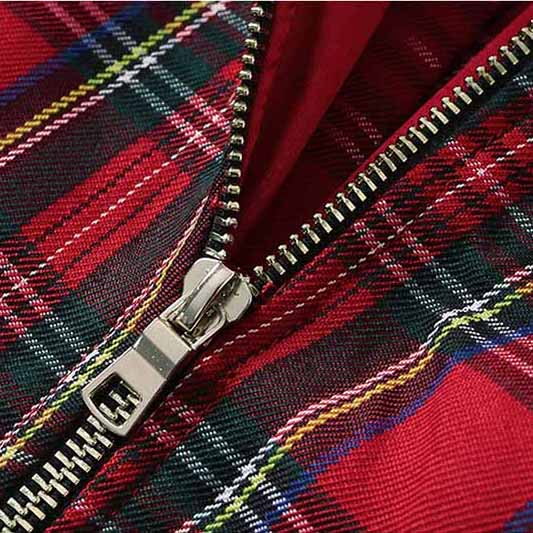 Women Red Plaid Short Double Breasted Mini Dress