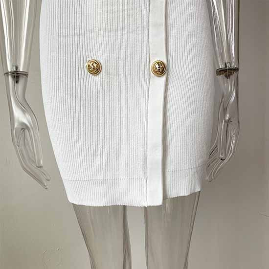 Women Ribbed-knit Short-sleeve Dress V-neck Minidress Cockail Dress