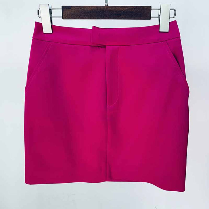 Women Rose Bra+ Blazer + Rose Skirt 3 Pieces Set Short Skirt Suits