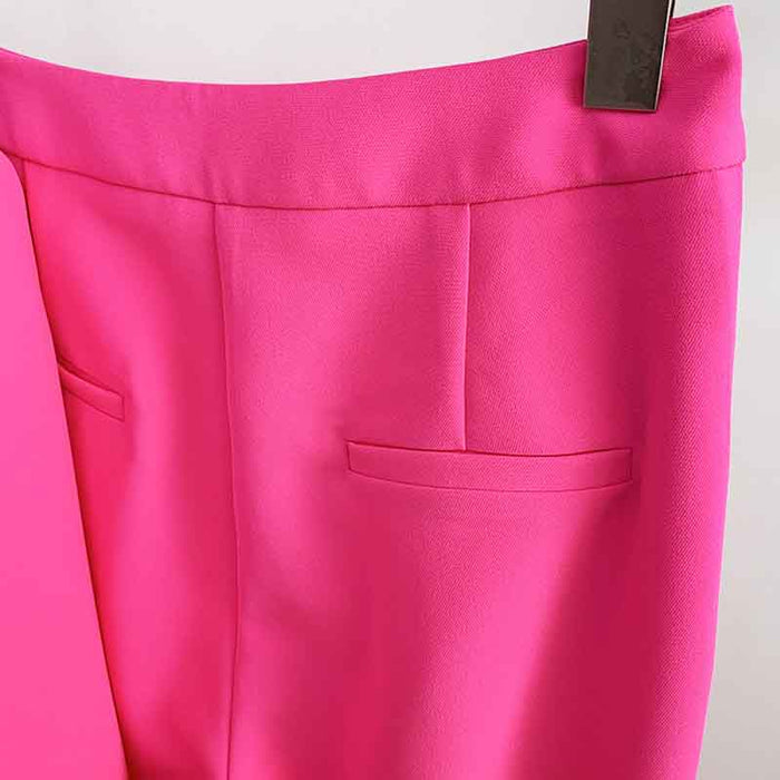 Women Rose pink Blazer + Flare Trousers Suit