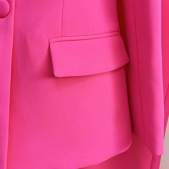 Women Rose pink Blazer + Flare Trousers Suit