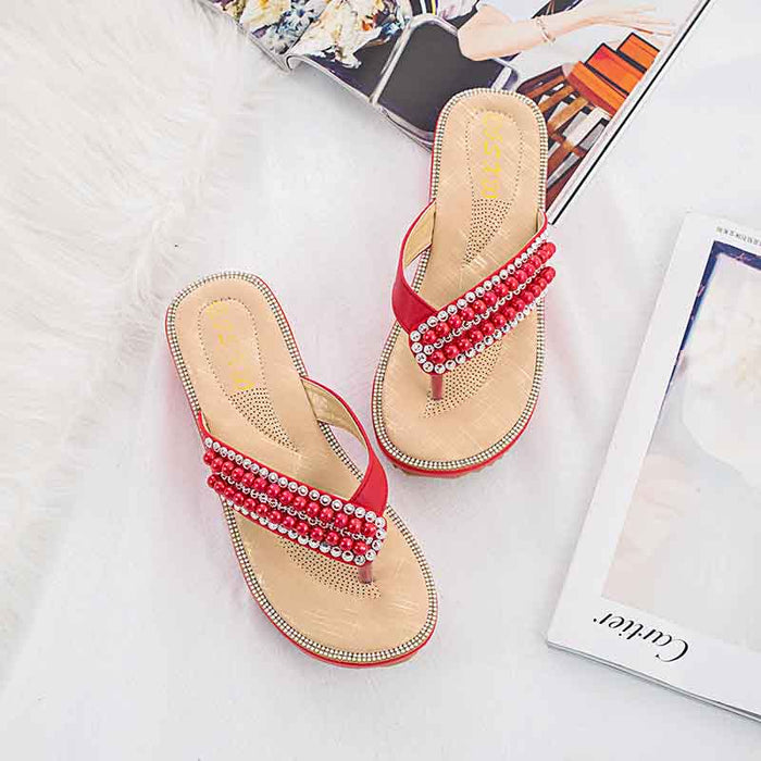 Women Sandals Casual Flat T-Strap Comfortable Flip Flops Beach Shoes