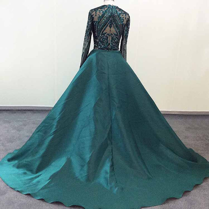 Women Satin Mermaid Prom Evening Party Dress Gown Detachable Train