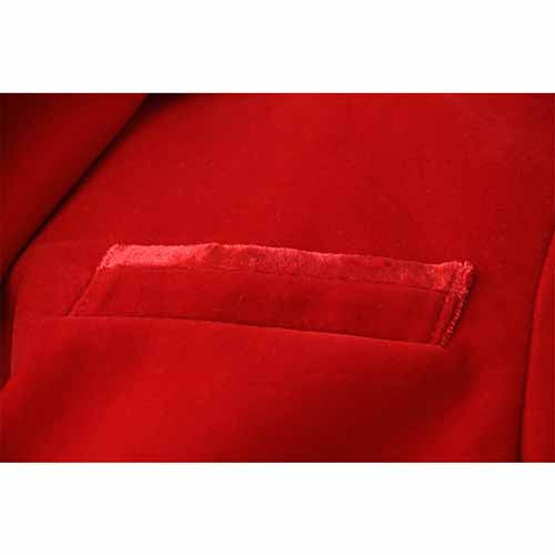 Women Single Breasted Blazer Red Jacket and Suit Pants 2 Pieces Suit