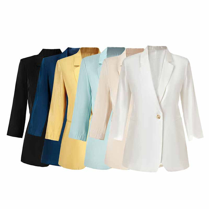 Women Single-Breasted Blazer Solid Color Fashion Blazer Jacket