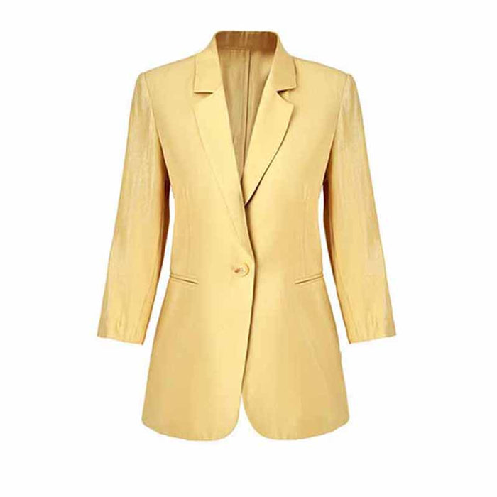 Women Single-Breasted Blazer Solid Color Fashion Blazer Jacket