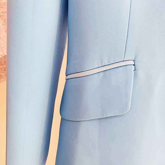 Women Sky blue Blazer + Flare Trousers Suit