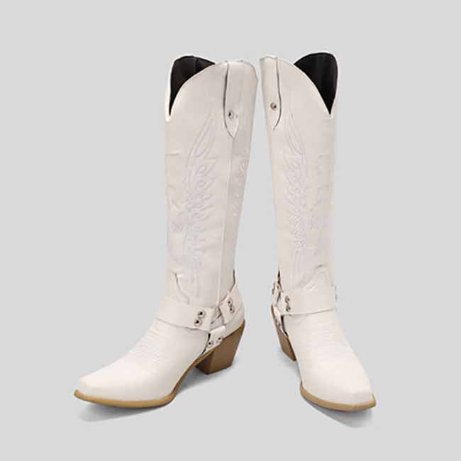 Women Strap Mid Calf Cowgirl Shoes Cowboy Boots