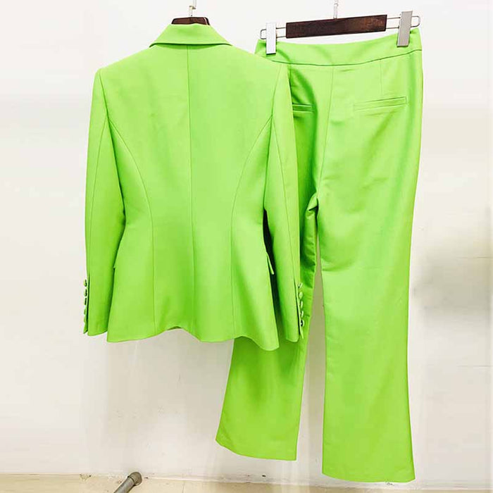 Women Suits 2 Piece Mint Green One Button Blazer With Flare Pants Suit