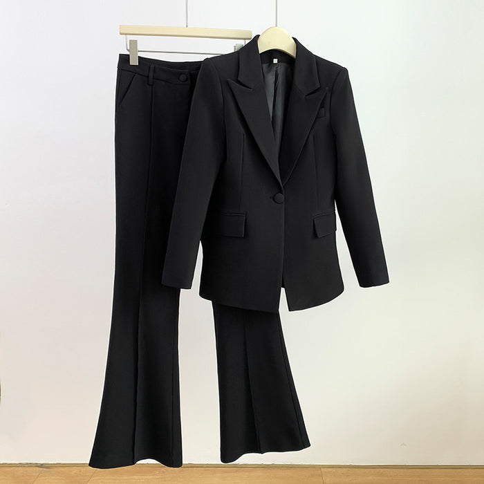 Women Suits 2 Piece One Button Blazer With Flare Pants Suit