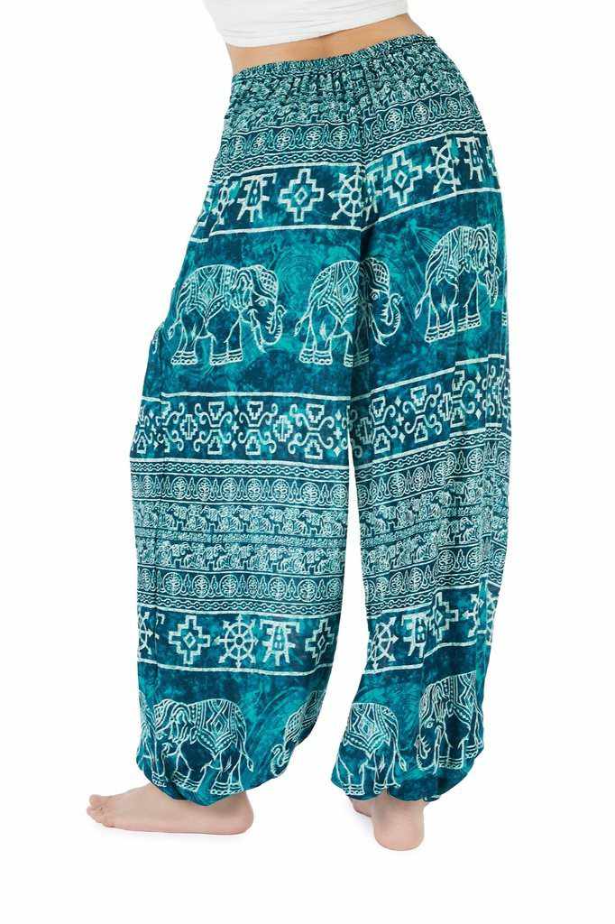 Women Teal Hippie Pants - Lannaclothesdesign Shop