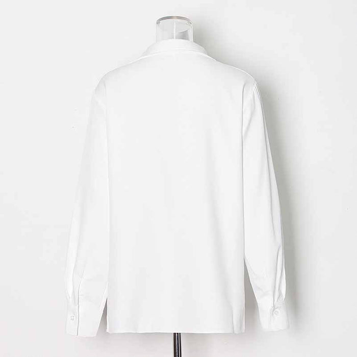 Women V Neck Silk Blouse Loose Franch Shirt