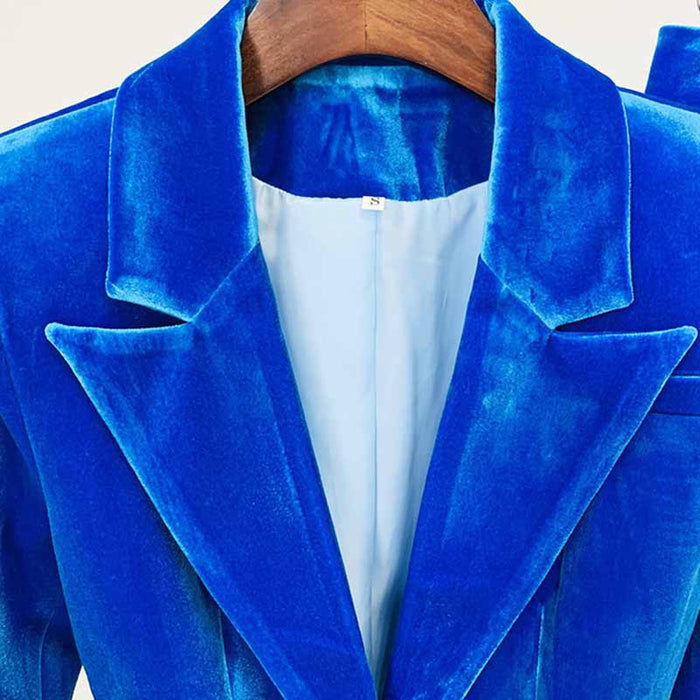 Women Velvet Blazer + Flare Trousers Suit Fashion Pant Suits