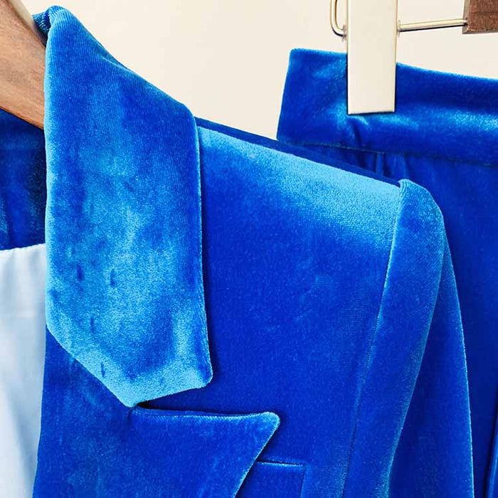 Women Velvet Blazer + Flare Trousers Suit Fashion Pant Suits