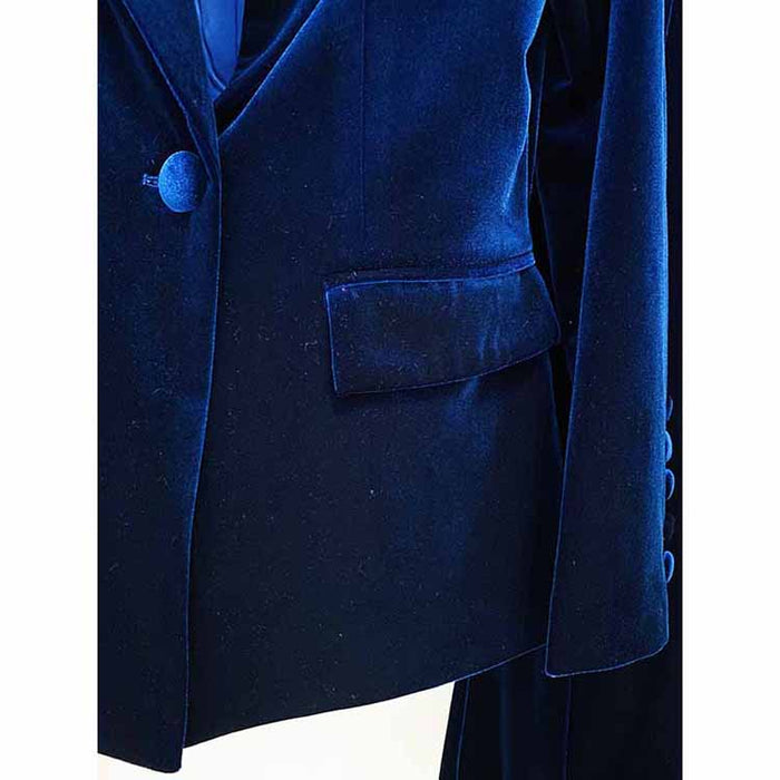 Women Velvet Blazer + Flare Trousers Suit Two Piece Pantsuits