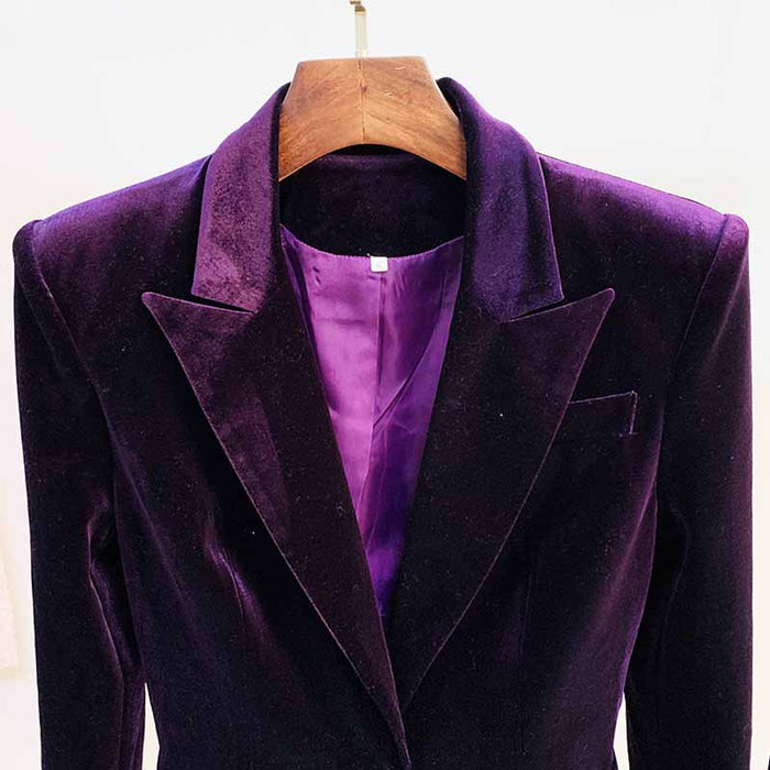 Women Velvet Blazer Pantsuit+ Flare Trousers Suit