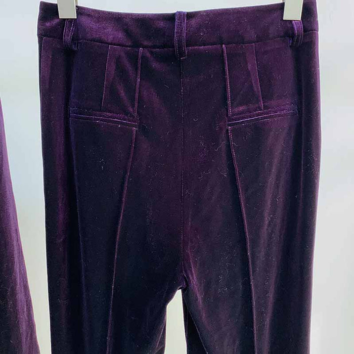 Women Velvet Blazer Pantsuit+ Flare Trousers Suit